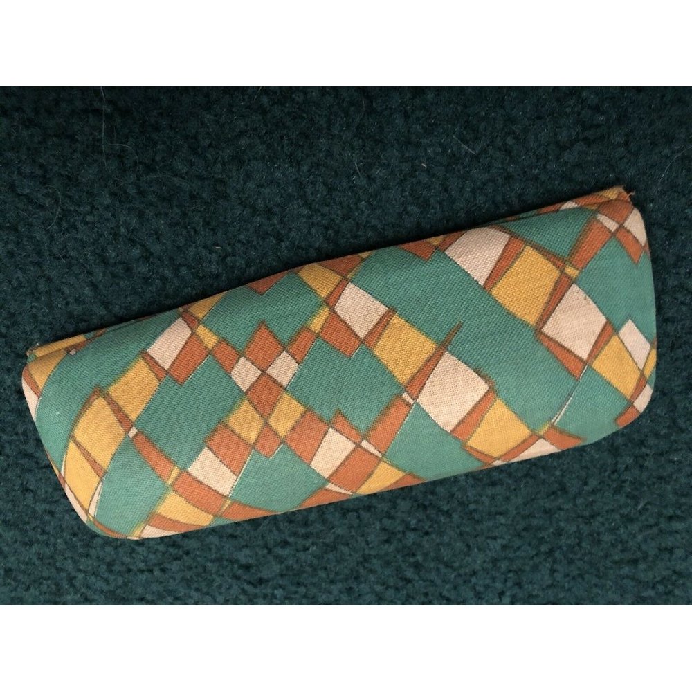 Vintage fabric metal hard eyeglass case boho hippi